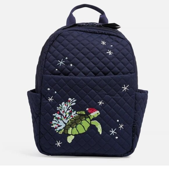 NWT Vera Bradley Women\'s Cotton Small Backpack, Santa Turtle  Cotton main image 8